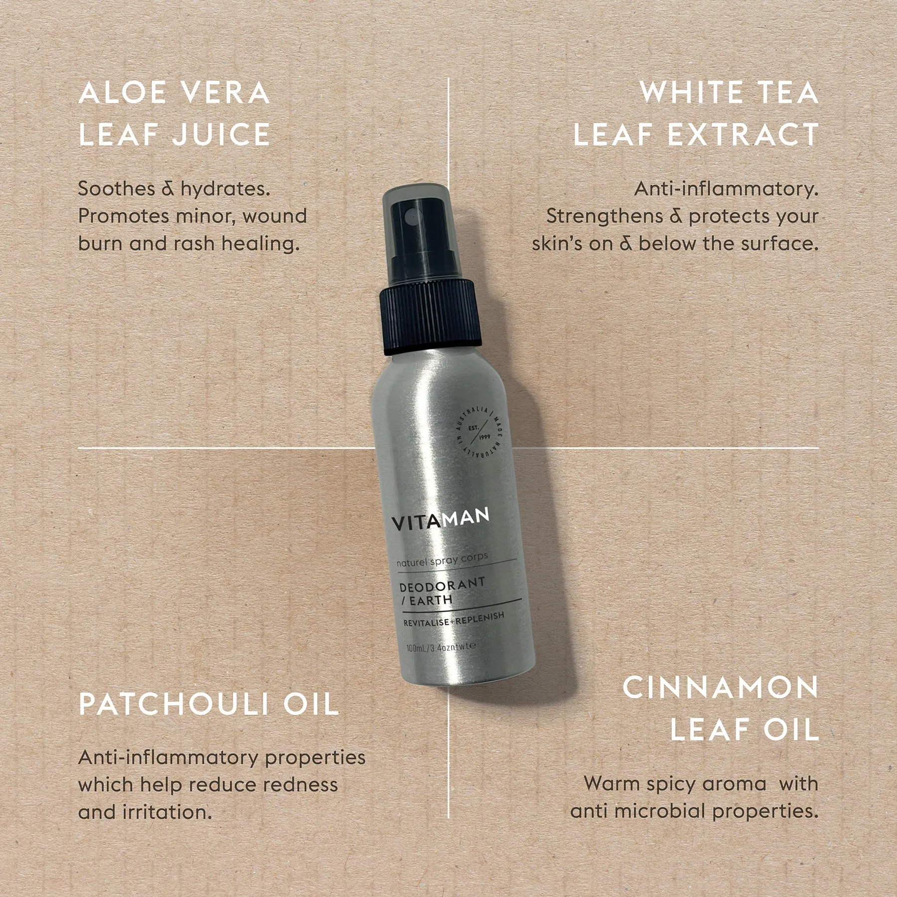 Body Spray - Earth (Patchouli) Aluminum-Free, Long-Lasting (3.4 fl oz)