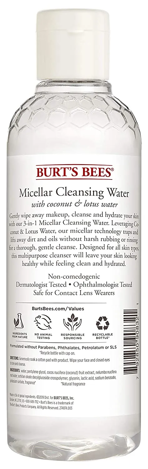 Burt's Bees Micellar Cleansing Water with Coconut & Lotus Extract, 8 oz.