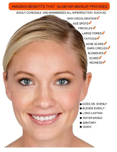 Glam Air Airbrush Makeup Foundation System Kit with 5 Shades of Foundation and Blush(choose your s from the drop down menu) (Light Matte)