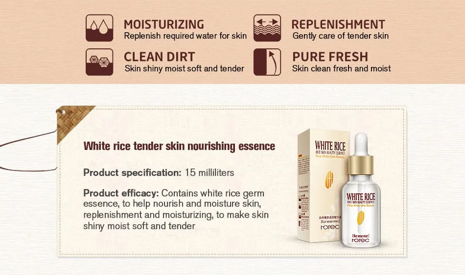 HOREC White Rice Whitening Serum Face Moisturizing Cream| Acne Treatment Skin Care |