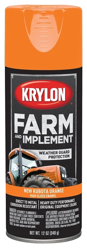 Krylon K01954000 Farm Equipment Spray, High-Gloss, New Kubota Orange, 12 oz :CAN: QUANTITY: 6