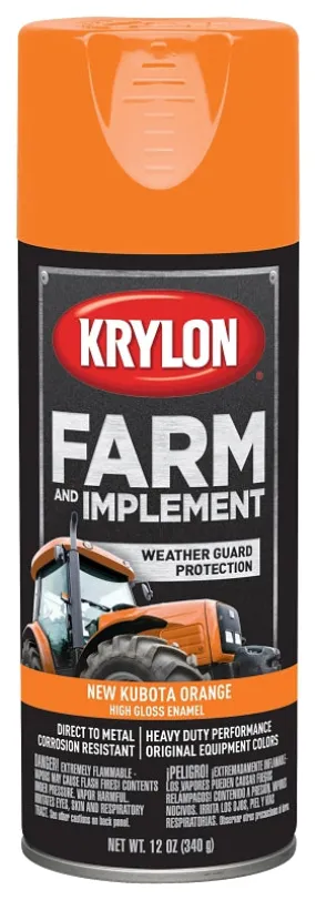Krylon K01954000 Farm Equipment Spray, High-Gloss, New Kubota Orange, 12 oz :CAN: QUANTITY: 6