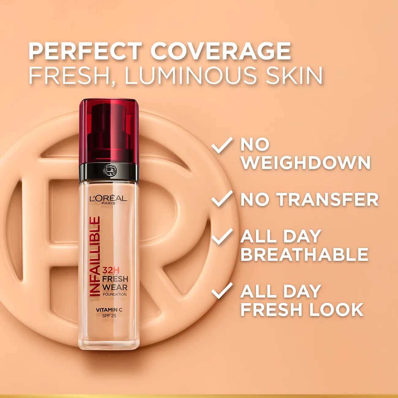 L'Oreal Paris Infaillible 32H Fresh Wear Foundation - 30 ML