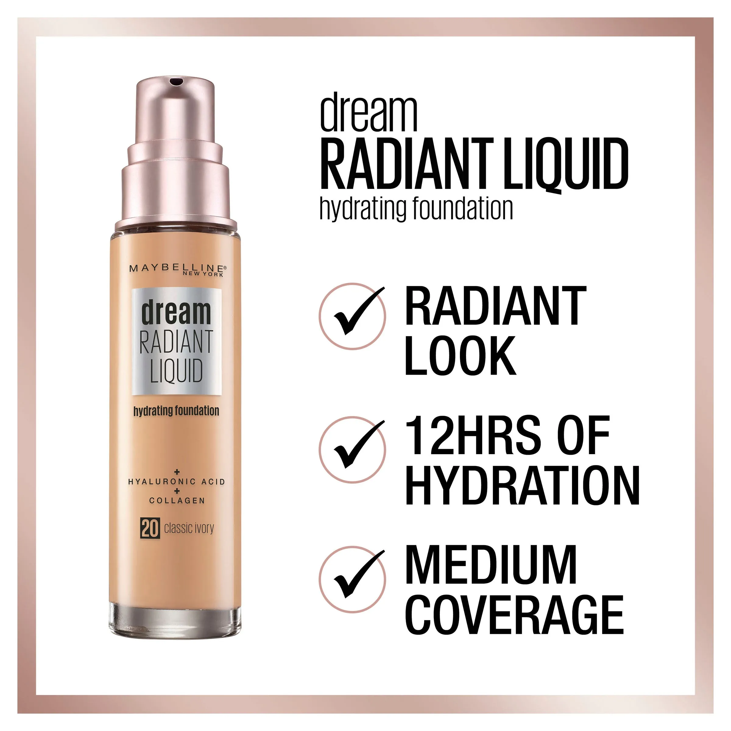 MAYBELLINE Dream Radiant Liquid Foundation - Pure Beige #70