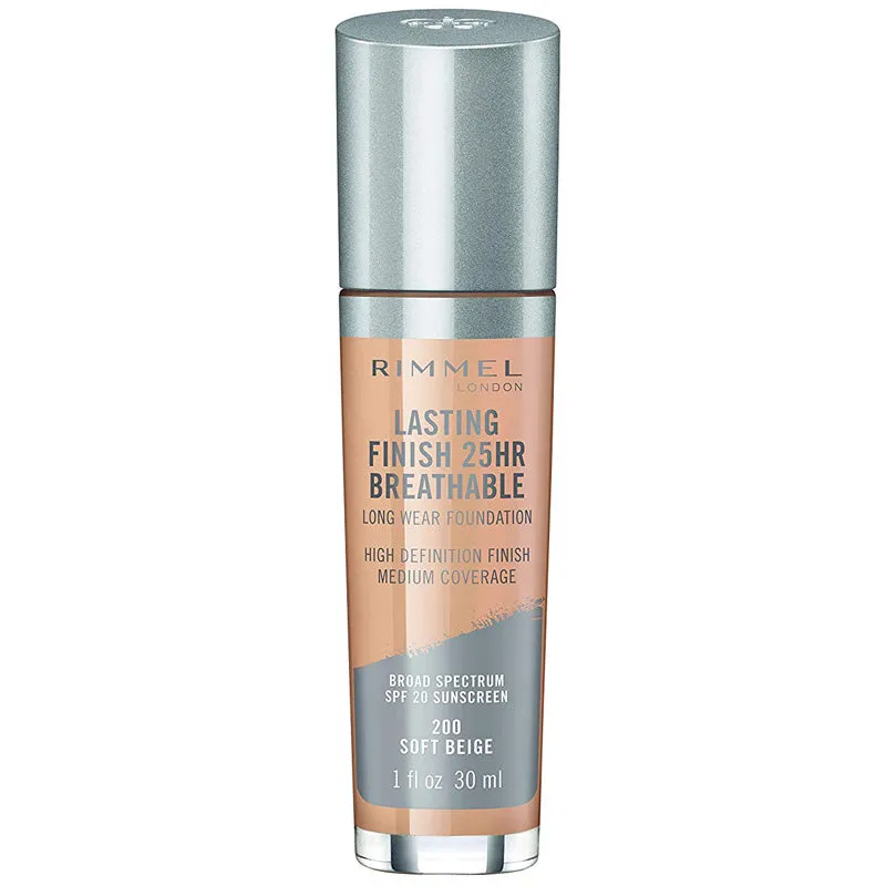 RIMMEL - Lasting Finish Breathable Foundation, Soft Beige - 1 fl. oz. (30 ml)