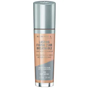 RIMMEL - Lasting Finish Breathable Foundation, Soft Beige - 1 fl. oz. (30 ml)